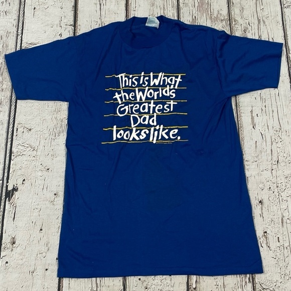 Vintage 1980s World's Greatest Dad Looks Like 80s Graphic Tee Tshirt - Picture 1 of 5